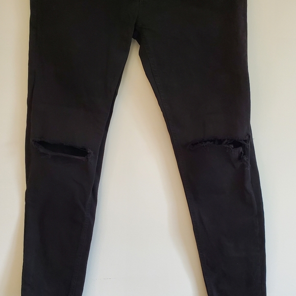 ZARA | High Rise Skinny Distressed Black Denim Jeans (Size 31) - Picture 6 of 9